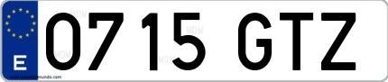 Ejemplo de matrícula española 0715 GTZ