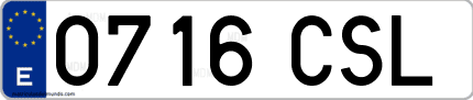 Ejemplo de matrícula de coche ordinaria 0716 CSL