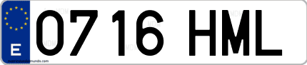Ejemplo de matrícula de coche ordinaria 0716 HML