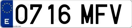 Ejemplo de matrícula española 0716 MFV