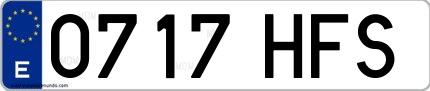 Ejemplo de matrícula española 0717 HFS