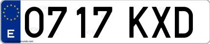 Ejemplo de matrícula española 0717 KXD