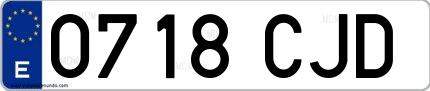 Ejemplo de matrícula española 0718 CJD
