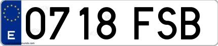Ejemplo de matrícula española 0718 FSB