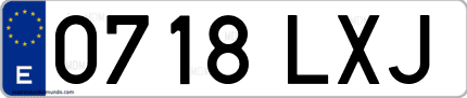 Ejemplo de matrícula de coche ordinaria 0718 LXJ