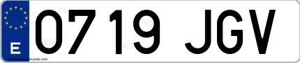 Ejemplo de matrícula española 0719 JGV