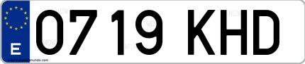 Ejemplo de matrícula española 0719 KHD