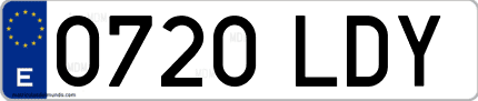 Ejemplo de matrícula de coche ordinaria 0720 LDY