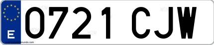 Ejemplo de matrícula española 0721 CJW