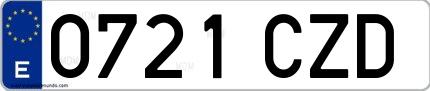 Ejemplo de matrícula española 0721 CZD