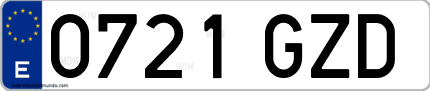 Ejemplo de matrícula de coche ordinaria 0721 GZD
