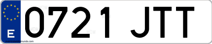 Ejemplo de matrícula de coche ordinaria 0721 JTT