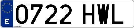 Ejemplo de matrícula española 0722 HWL