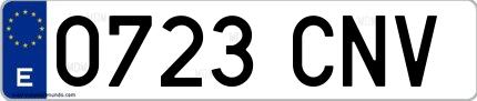 Ejemplo de matrícula española 0723 CNV