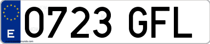 Ejemplo de matrícula de coche ordinaria 0723 GFL