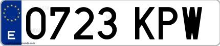 Ejemplo de matrícula española 0723 KPW