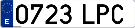 Ejemplo de matrícula de coche ordinaria 0723 LPC