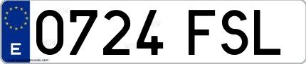 Ejemplo de matrícula española 0724 FSL