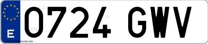 Ejemplo de matrícula española 0724 GWV