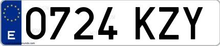 Ejemplo de matrícula española 0724 KZY