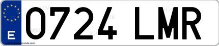 Ejemplo de matrícula española 0724 LMR