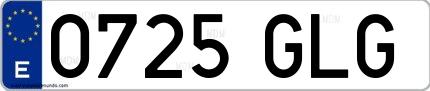 Ejemplo de matrícula española 0725 GLG