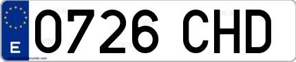 Ejemplo de matrícula española 0726 CHD