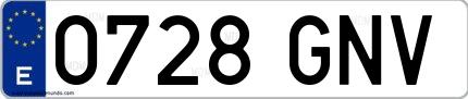 Ejemplo de matrícula española 0728 GNV
