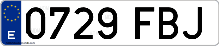 Ejemplo de matrícula de coche ordinaria 0729 FBJ