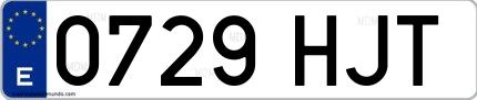 Ejemplo de matrícula española 0729 HJT