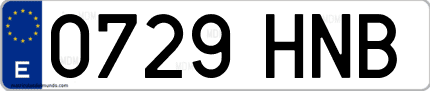 Ejemplo de matrícula de coche ordinaria 0729 HNB