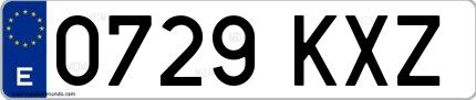 Ejemplo de matrícula española 0729 KXZ