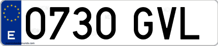 Ejemplo de matrícula de coche ordinaria 0730 GVL