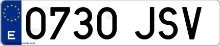Ejemplo de matrícula española 0730 JSV