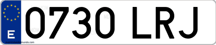 Ejemplo de matrícula de coche ordinaria 0730 LRJ