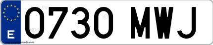 Ejemplo de matrícula española 0730 MWJ