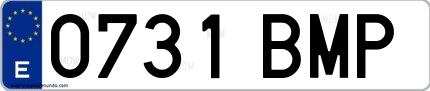 Ejemplo de matrícula española 0731 BMP