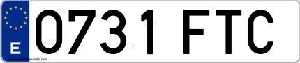 Ejemplo de matrícula española 0731 FTC