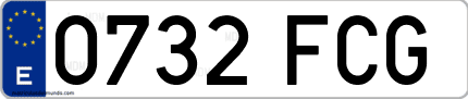Ejemplo de matrícula de coche ordinaria 0732 FCG