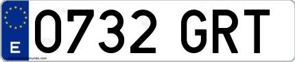Ejemplo de matrícula española 0732 GRT