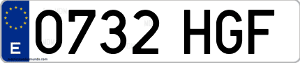Ejemplo de matrícula de coche ordinaria 0732 HGF