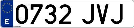 Ejemplo de matrícula española 0732 JVJ