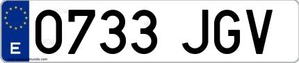 Ejemplo de matrícula española 0733 JGV