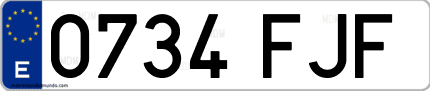 Ejemplo de matrícula de coche ordinaria 0734 FJF