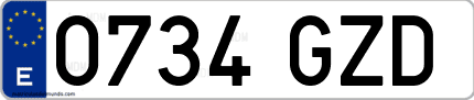 Ejemplo de matrícula de coche ordinaria 0734 GZD