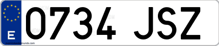 Ejemplo de matrícula de coche ordinaria 0734 JSZ