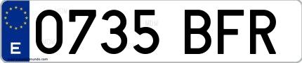 Ejemplo de matrícula española 0735 BFR