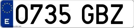 Ejemplo de matrícula española 0735 GBZ