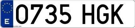 Ejemplo de matrícula española 0735 HGK