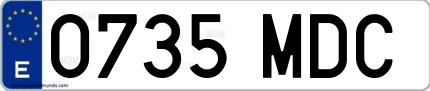 Ejemplo de matrícula española 0735 MDC